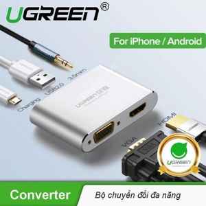 Bộ chuyển đổi cổng đa năng HDMI + VGA cho điện thoại, máy tính bảng chính hãng Ugreen 30522 cao cấp