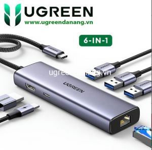 Hub Chuyển USB Type-C ra HDM 4K@30Hz , LAN, USB3.0, PD 100W Ugreen 15598
