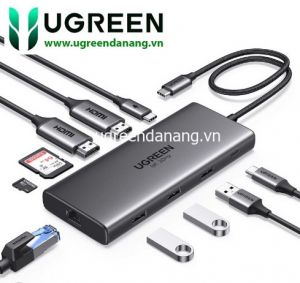 Hub USB Type-C 10 trong 1 hỗ trợ 2 cổng HDMI Ugreen 15534