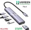 hub-usb-type-c-5-trong-1-ra-hdmi-4k30hz-usb-2-0-usb-3-0-sac-pd-100w-ugreen-15495-cao-cap - ảnh nhỏ  1