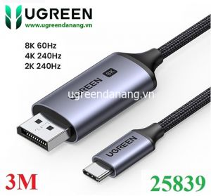 Cáp chuyển USB Type-C to Displayport 1.4 độ phân giải 8K@60Hz dài 3m Ugreen 25839 cao cấp