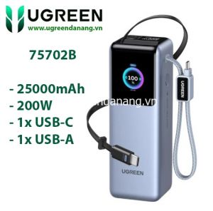Pin dự phòng UGREEN 25000mAh – 200W Nexode Pro kèm cáp bện 35cm + cáp rút 65cm – PB728 – 75702B