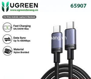 Cáp sạc nhanh, dữ liệu 240W 5A USB Type-C to Type-C dài 1M Ugreen 65907 cao cấp (bọc dù)