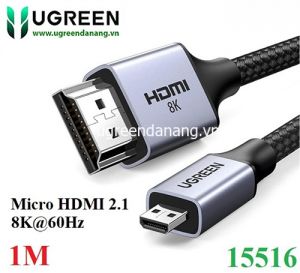 Cáp Micro HDMI to HDMI 8K@60Hz dài 1M Hỗ trợ Dynamic HDR, eARC Ugreen 15516 cao cấp