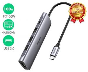 Bộ chuyển USB Type-C Ugreen 70495, HDMI 4K@60Hz + USB 3.0 + PD 100W chính hãng cao cấp