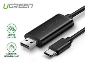 Cáp USB-C to USB 2.0 Datalink dài 2m Ugreen 70420, Truyền dữ liệu 2 máy tính 480Mbps