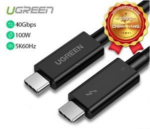 THUNDERBOLT 3 (USB Type-C Gen 3) 0.5M truyền dữ liệu 40Gbps, xuất hình ảnh 5K60Hz, sạc 100W Ugreen 80324 Cao Cấp