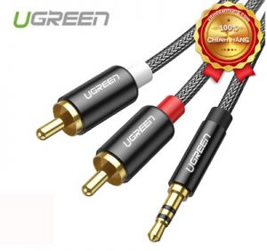 Cáp Audio 3,5mm ra 2 đầu RCA Ugreen 60240 dài 1m Bọc Nylon Chính Hãng Cao Cấp