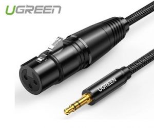 Cáp Audio 3.5mm sang Canon Female (XLR) Dài 1M Ugreen 20763, Hỗ trợ HiFi Chính hãng cao cấp