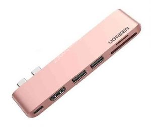 Bộ chuyển USB Type C màu Rose gold ra SD/TF Card Reader, 4K HDMI, 2 USB 3.0 and PD 100w 40Gbps cho macbook Ugreen 90288