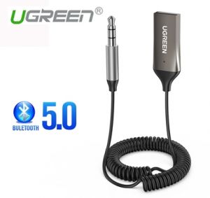 Bộ thu Bluetooth 5.0 cho ô tô, cáp lò xo dài 1,5M hỗ trợ Mic cổng 3.5mm Ugreen 70601 cao cấp