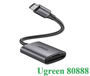 Đầu đọc thẻ SD/TF chuẩn USB Type-C Ugreen 80888 vỏ nhôm cao cấp