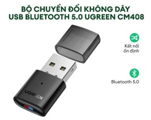 Bộ phát Bluetooth USB Bluetooth 5.0 màu đen cho nintendo switch và playstation AUX Jack Audio UGREEN CM408 10928