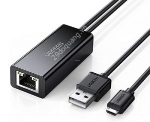 Cáp chuyển đổi USB sang LAN – Tích hợp cổng MicroUSB – Tốc độ truyền 100Mbps UGREEN 30985