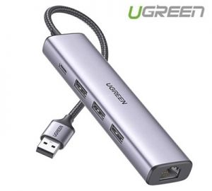 Hub chuyển đổi 5 in 1 USB Type-A ra Lan 1000Mbps Kèm HUB 3 Cổng USB 3.0 Ugreen 60554 cao cấp (cấp nguồn Type-C