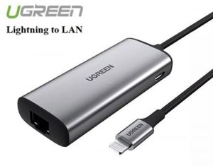 Cáp chuyển đổi Lightning sang RJ45 LAN 10/100/1000Mbps MFI Ugreen 70958 cao cấp