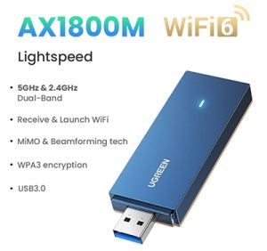 Card Wifi USB tích hợp băng tần kép Wi-Fi 6 Ugreen 90340 AX1800