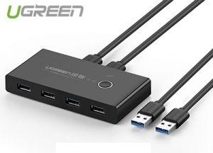 Bộ chia sẻ máy in USB 4 thiết bị vào 2 máy tính chính hãng Ugreen 30768 cao cấp