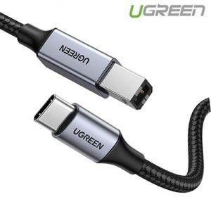 Cáp máy in USB Type-C to USB Type-B dài 1M bọc dù Ugreen 80805 cao cấp