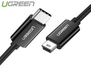 Cáp chuyển đổi USB Type C sang Mini USB dài 1m chính hãng Ugreen 50445 màu đen cao cấp