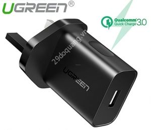 Sạc chuẩn cắm UK Plug QC3.0 màu đen Ugreen 70165 18W