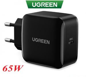 Củ sạc 1 cổng USB type C 65W PD 3.0 4.0 chân cắm chuẩn UE công nghệ GaN màu đen CD217 Ugreen 70817