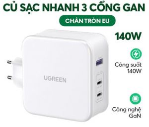 Củ sạc nhanh GaN 140W 2 Cổng USB Type-C và 1 USB Ugreen 15338