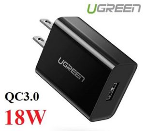 Củ sạc nhanh 18W chuẩn USB Type-A hỗ trợ QC 3.0 Ugreen 60495 cao cấp (Đen)