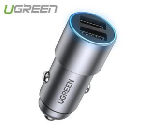 Tẩu sạc xe hơi 2 cổng USB-A 24W 4.8A Ugreen 50592 Màu Xám chính hãng