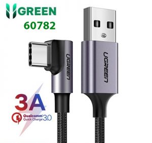 Cáp sạc, dữ liệu USB ra đầu Type-C 1,5M màu đen bẻ góc 90 độ 3A US284 10060782 Ugreen 60782