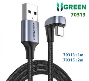 Cáp USB type C bẻ chữ U hỗ trợ sạc nhanh 18W QC 3.0 UGREEN 70313 - Hàng nhập khẩu chính hãng