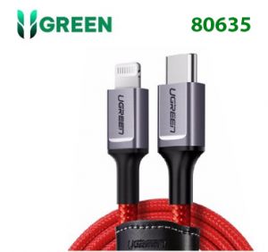 Cáp Lightning ra USB có chíp MFI chính hãng US293 10080635 Ugreen 80635 1M màu đỏ