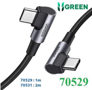 Cáp dữ liệu, sạc nhanh 60W USB 2.0 Type-C to Type-C bẻ góc 2 đầu 90 độ L dài 1M Ugreen 70529 cao cấp