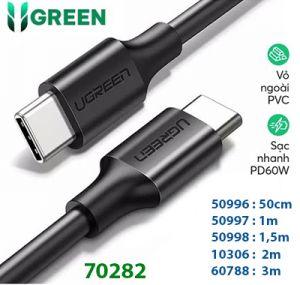 Cáp sạc và truyền dữ liệu USB type-C 2 đầu dương dài 0,5m chính hãng Ugreen 50996 cao cấp