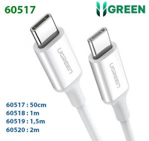 Cáp sạc, dữ liệu USB Type-C to USB Type-C dài 0,5M hỗ trợ PD 60W Ugreen 60517