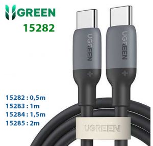 Cáp sạc nhanh silicon Ugreen USB-C sang USB-C Đen 0,5m 15282