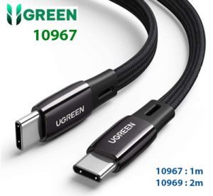 Cáp dữ liệu và sạc USB 1m 2 đầu Type-C mỏng dẹp 2.5mm màu đen dây bên dù chống gãy US331 Ugreen 10967