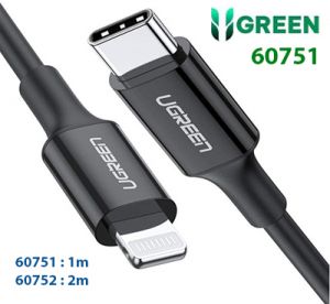 Cáp sạc, dữ liệu USB Type-C to Lightning dài 1M chuẩn MFI Apple, sạc nhanh 3A Ugreen 60751 (Đen)