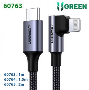 Cáp sạc USB Type-C to Lightning dài 1M bẻ góc 90 độ chuẩn MFI Apple, sạc nhanh 3A Ugreen 60763