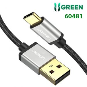 Cáp dữ liệu và sạc nhanh USB type C đầu mạ vàng 24k US174 20060481 Ugreen 60481 0.5M màu đen