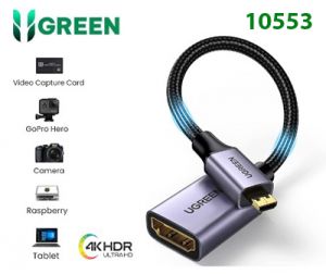 Cáp chuyển MicroHDMI to HDMI 2.0 Ugreen 10553, hỗ trợ 4K 3D 1080P