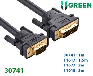 Cáp chuyển đổi DVI 24+5 sang VGA dài 1m Ugreen 30741 Cao cấp Chính hãng