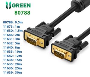 Cáp tín hiệu 2 đầu VGA dài 50cm VG101 20080788 Ugreen 80788 0.5M màu Đen