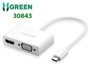 Cáp chuyển đổi USB type C to HDMI/VGA hỗ trợ full HD 3D 4Kx2K chính hãng Ugreen 30843 cao cấp