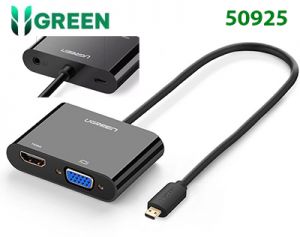 Cáp chuyển đổi MicroHDMI to VGA và HDMI + Audio chính hãng Ugreen 30355 cao cấp