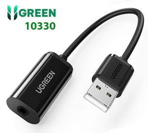 Card sound USB 2.0 to 3.5mm Mic & Loa Ugreen 10330 cao cấp (Đen)