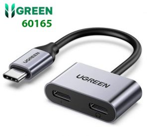 Cáp chuyển đổi USB Type-C sang 2 USB Type-C tai nghe & sạc 15W Ugreen 60165 cao cấp