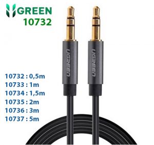 Cáp Audio 3.5mm dây tròn 0,5M mạ vàng 24K Chính hãng Ugreen 10732