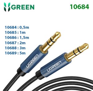 Cáp audio 3.5mm dài 0,5m dây bọc dù đầu bọc hợp kim Ugreen 10684 cao cấp