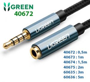 Cáp nối dài âm thanh AUX 3.5mm 0,5M Ugreen 40672 bọc Nylon cao cấp (hỗ trợ Mic)